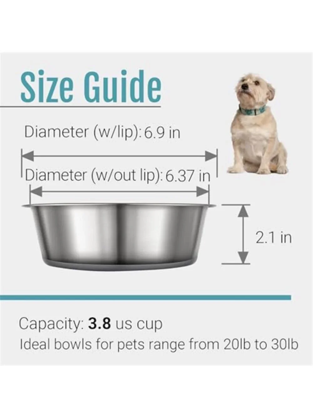 Nonslip Stainless Steel Dog Bowls, 3.8 US Cup, 2 Count | No slide silicone